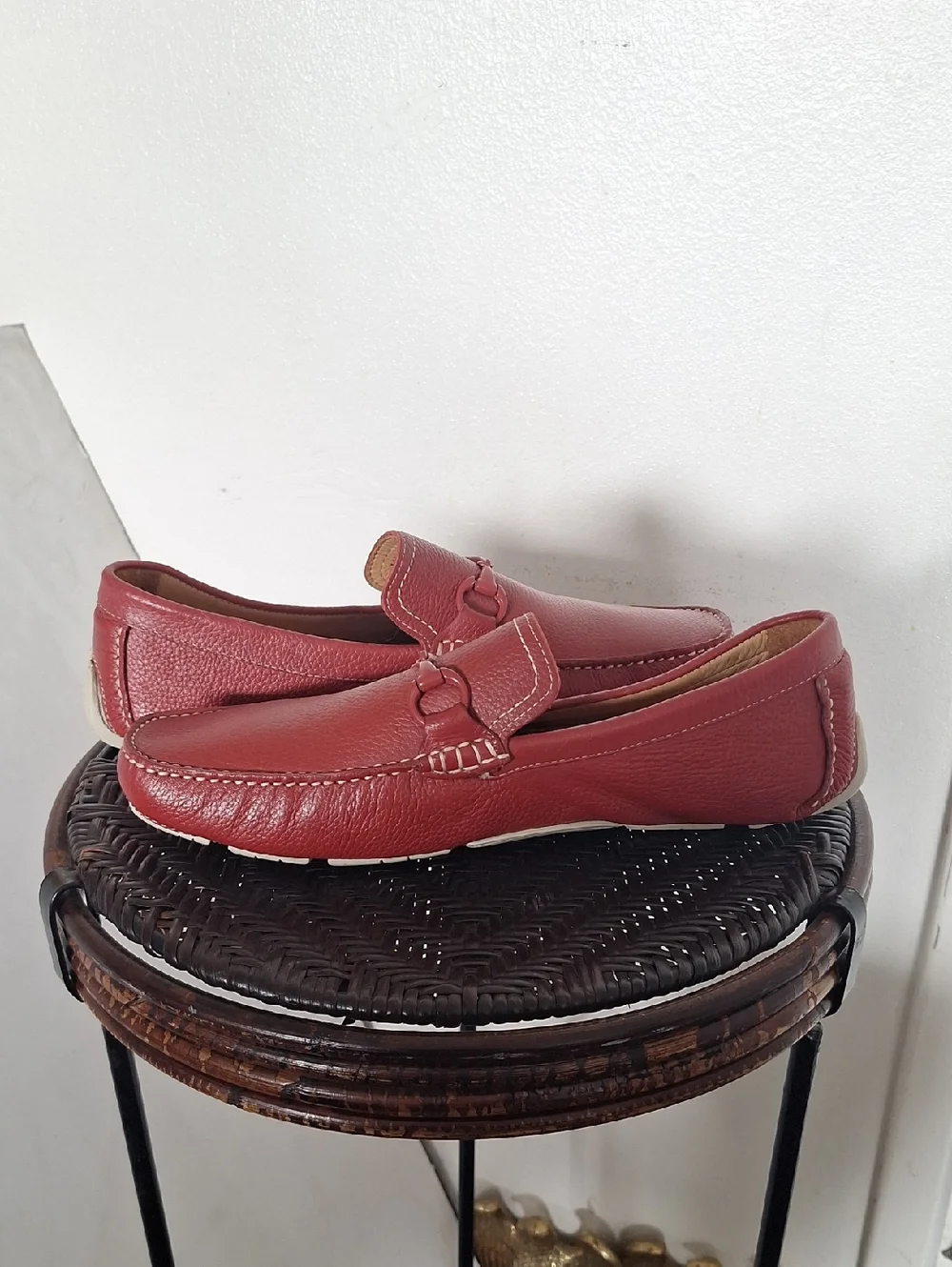 Mikekonos Driving Loafers Brazil Leather Red Men 12 M